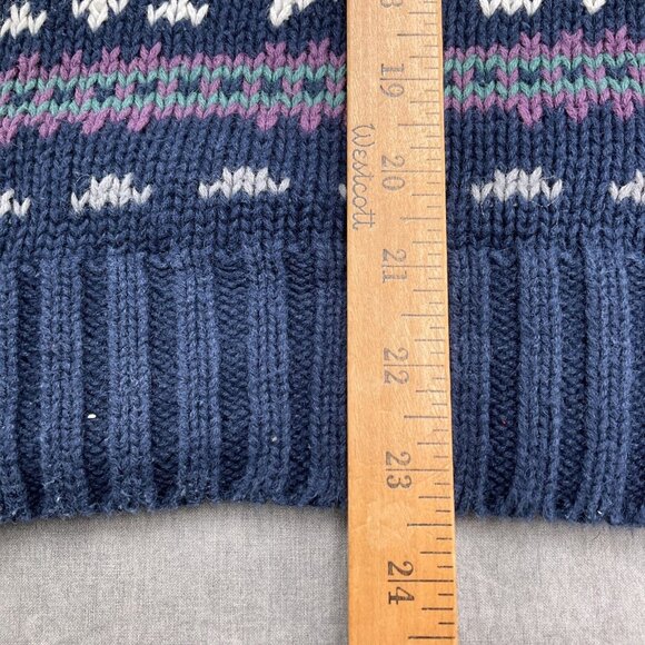 Arbor Way Sweater Men Medium Blue Multi Fair Isle Snowflake‎ Cotton Ramie VTG - Picture 8 of 11